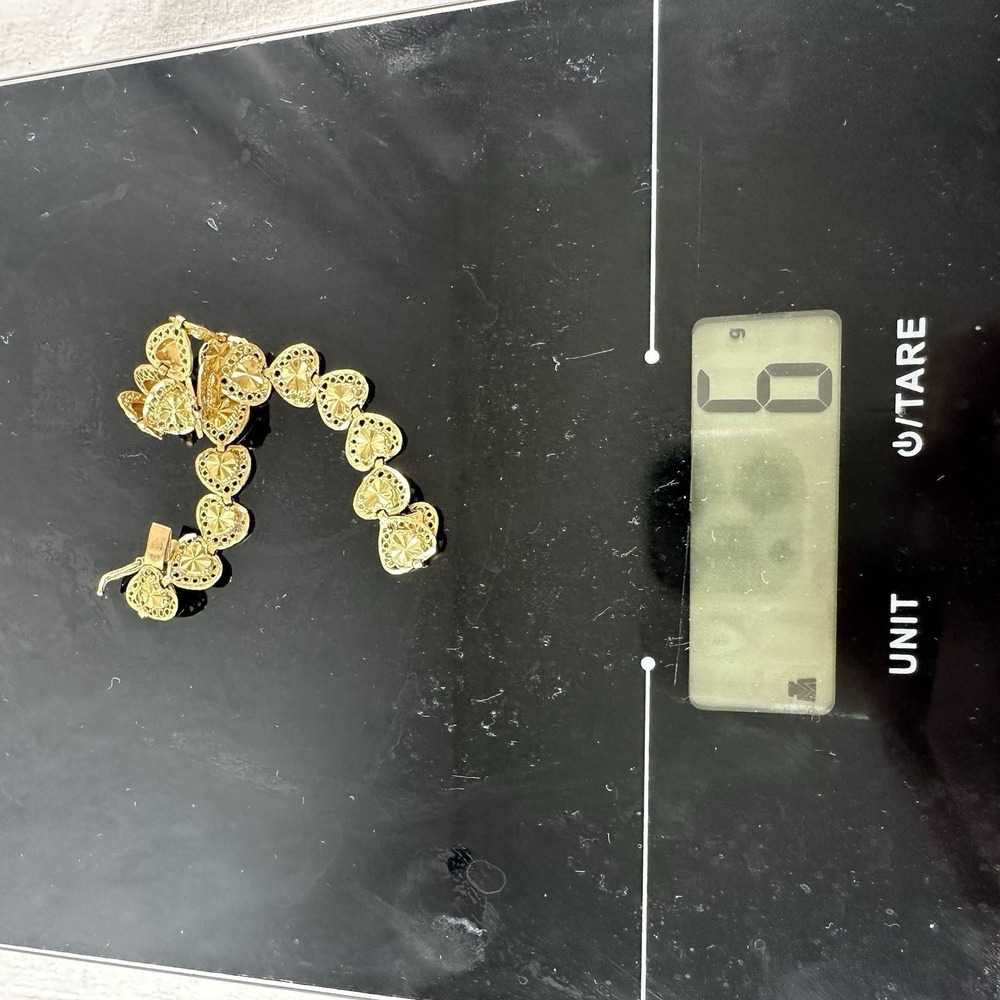 14k Vtg Beverly Hills Gold Heart Link 7" Tennis Bracelet 6 grams Repair / Scrap - Picture 8 of 8